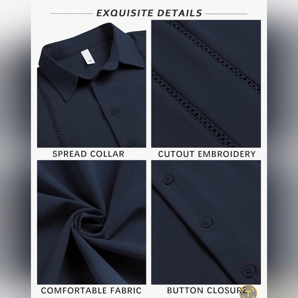 LETSEE Casual Button Down Beach Shirt #561, 562, 903 - Picture 8 of 12